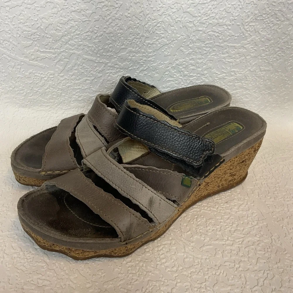 El‎ Naturalista Women's Leather Strappy Slide Sandals Boho Retro 40/9,5